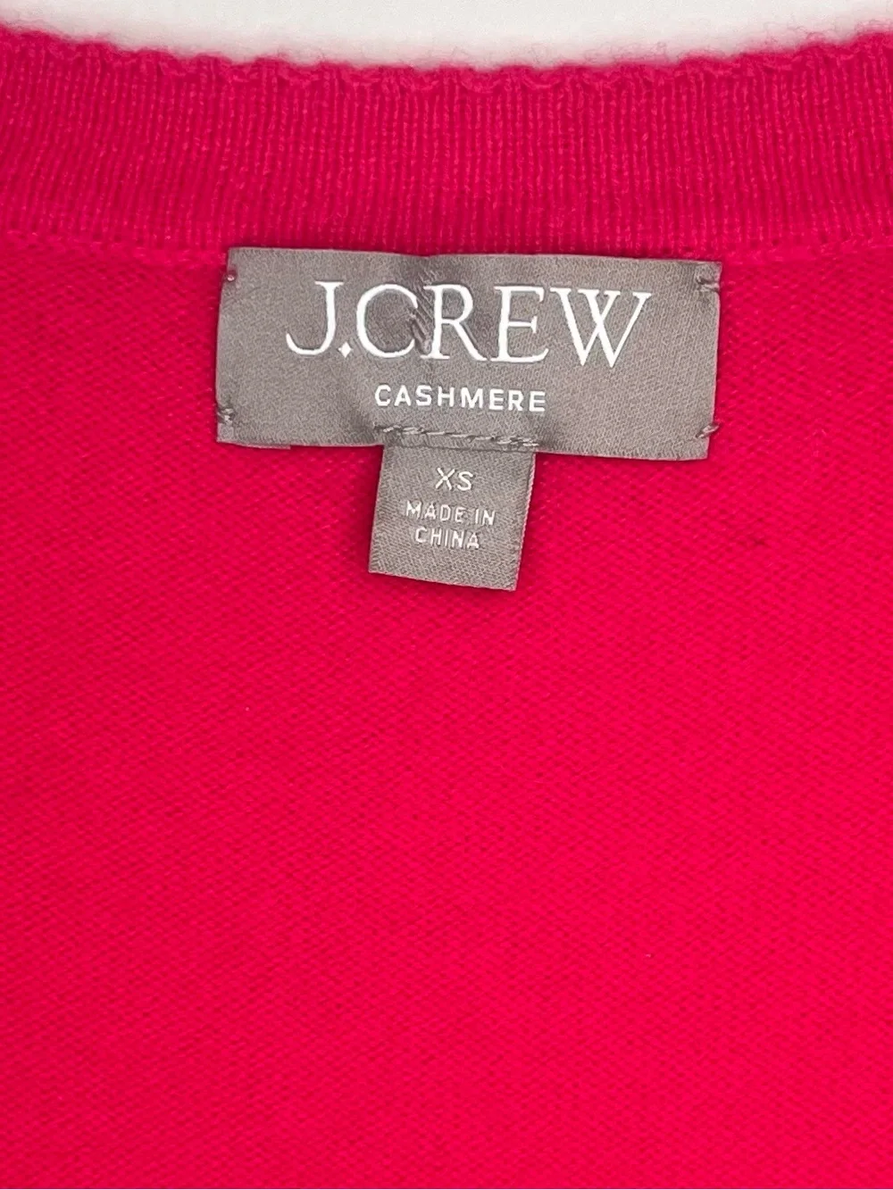 J.Crew 100% Cashmere V-Neck Sweater Vest Bright Pink Neon Berry XS Preppy